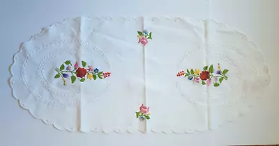 Vintage Hungarian Kalocsa Matyo Embroidered Runner Table Mat Doiley Cotton 33  • $27.99