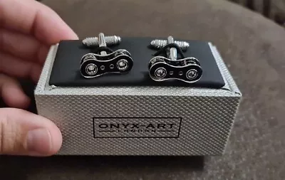 £10 • Buy Onyx Art CK941 Bike Chain Link Cufflinks Men's Novelty Gift 