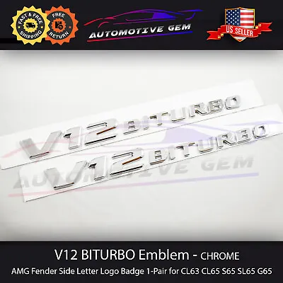 V12 BITURBO Fender AMG Emblem Chrome Logo Badge Mercedes OEM CL65 S63 S65 G65 • $26.67