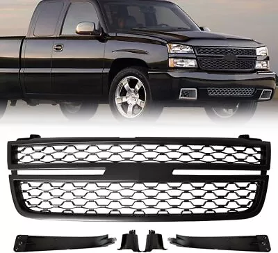 Front Upper Grill Grille Black For 2005-2006 Chevy Silverado 1500 1500 HD • $91.19