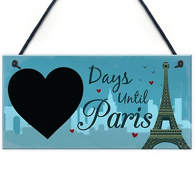 Chalkboard Holiday Countdown To PARIS Hanging Holiday Sign Best Friend Gifts • £3.99