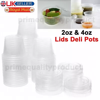 2oz & 4oz Round Food Containers Plastic Clear Tubs With Lids Deli Pots Sauce Dip • £5.83