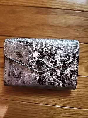 Michael Kors Silver MK Logo Leather Card Holder/Snap Closure  • $35