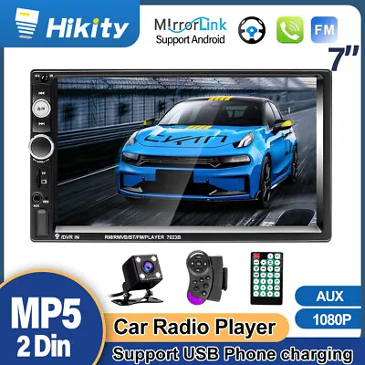 7  Car Stereo Radio Double 2 DIN FM USB Bluetooth MP5 Player TouchScreen Camera • £28.99