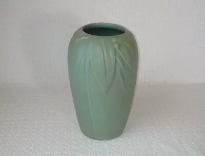 Vintage McCoy Art Pottery 8.25  Matte Green Leaves & Berry Vase • $74.99