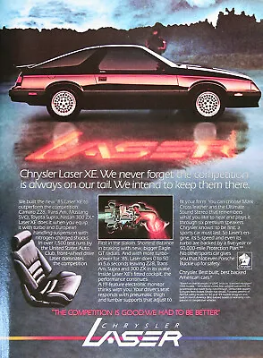 1985 CHRYSLER LASER XE Genuine Vintage Ad ~ 5-Speed TURBO ~ FREE SHIPPING! • $18.88