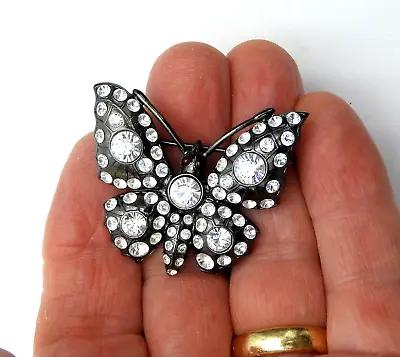 Vintage MMA Gunmetal Butterfly Crystal Brooch Pin Jewelry Metropolitan Museum • $29.99