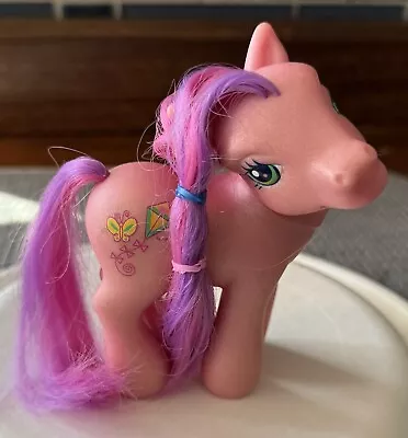 My Little EARTH Pony Skywishes G3 2002 Pink Lavender Hair Butterfly Kite Cutie • $9.95