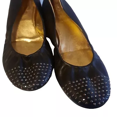 J. CREW Cece #28699 Leather Studded Front Ballet Flats  Sz 7 Black • $28