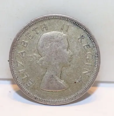 1957 South Africa Silver Coin 2-1/2 Shillings Queen Elizabeth 11 • $1.25