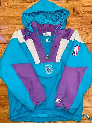 $425 • Buy Vintage Charlotte Hornets '90s Pullover Starter Jacket (XL) 