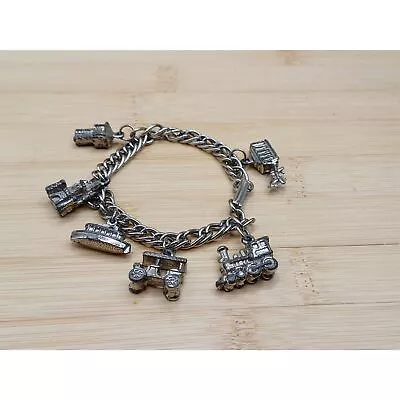 Vintage Disney Park Walt Disney Charms Silver Tone Chain Bracelet • $12