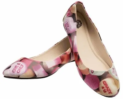 New In Box TUK T.U.K. Pink Candy Hearts Vegan Friendly Leather Flats Shoes US 7 • $59.99