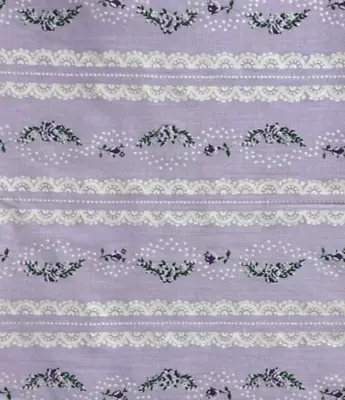 Vintage Flocked Fabric Piece - Pretty Lavender White & Green - 9x13  • $5.95