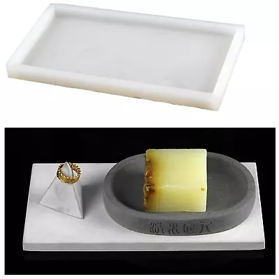 Concrete Large Plate Silicone Mold Rectangle Tray Pottery Gypsum Casting Moulds • $35.89