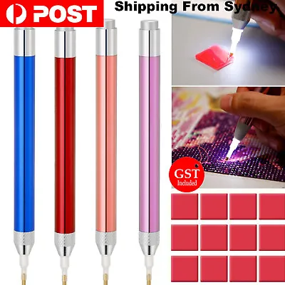 $9.99 • Buy 4X LED Diamond Painting Pen+ 10x Diamond Glue Accessories Diy Art Craft Pen Set