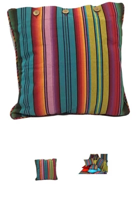 Madagaskar Striped Colourful Retro Look Cushion Covers X Two • $25