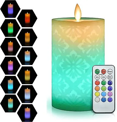 RGB Flickering Moving Wick Flameless Pillar Candle Led Candles Lights W/Remote • $3.25