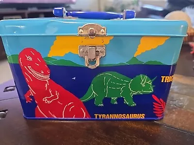 Vintage Sanrio Dinomighties Dinosaur Tin Lunch Box Metal Container 1986/87 • $30