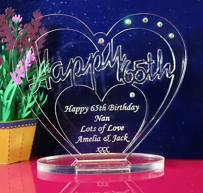 Personalised 65th Birthday  Heart Gift With Message -  Free Standing Keepsake • £5.95