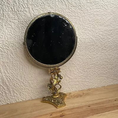 VTG Matson Gold Ormolu Bird & Tree Dogwood Magnifying Tilt Vanity Makeup Mirror • $155