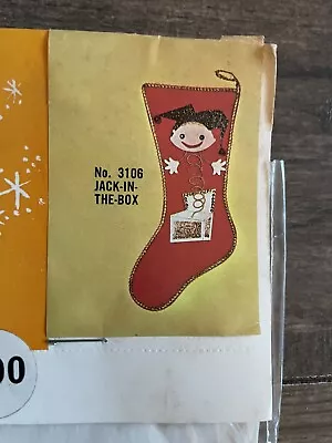 Rare Vintage Walco JACK IN THE BOX No Sew Holiday Felt Christmas Stocking Kit • $34.99