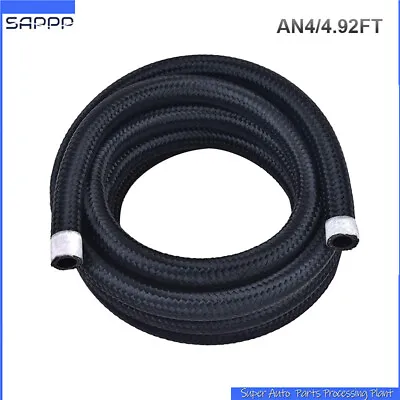 5ft AN4 1/4  Universal Braided Nylon Stainless Steel CPE Oil Fuel Gas Line Hose • $12.39