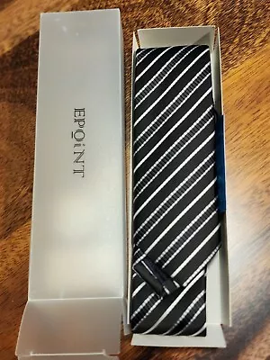 Epoint Black White Striped Skinny Thin Tie NWT • $11.95