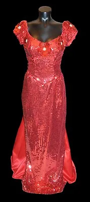 Alyce Designs Vintage 80s Red Sequin Pageant Prom Party Formal Dress Size 12 • $89.98
