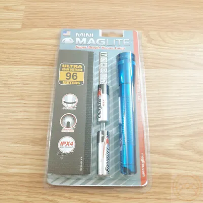 Mag-Lite Blue Flashlight Combo Mini Maglite 2 AA Batteries Spot-To-Flood Durable • $19.09