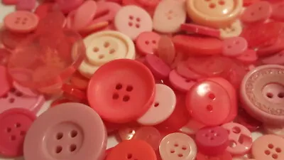 Lot 100 Mixed Assorted LIGHT & DARK PINK MIX Vintage & New Buttons • $14.95