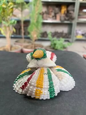 Vintage Old Indian Handmade Multicolor  Painted Sea Shell Doll Decorative Doll • $59