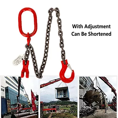 1 Leg Lifting Chain Sling 1m 2T Safe Working Load Grade 80 Heavy Duty W/Hook • £27.74