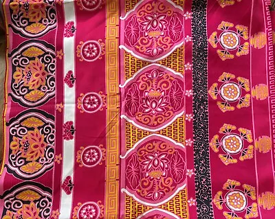 70s Vintage Loud Groovy Flower Power Shocking Pink Floral Fashion Fabric 4 Yards • $59.90