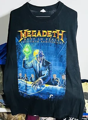 Vintage Megadeath Rust In Peace 20th Twentieth Anniversary T Shirt XL 2010 VIP • $40