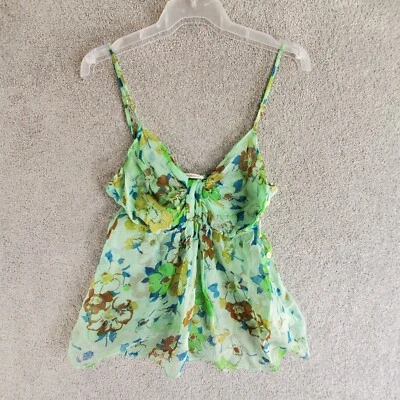 $54.99 • Buy SCANLAN THEODORE Top Blouse Womens 8 Green Floral SILK Cami Sleeveless Ladies