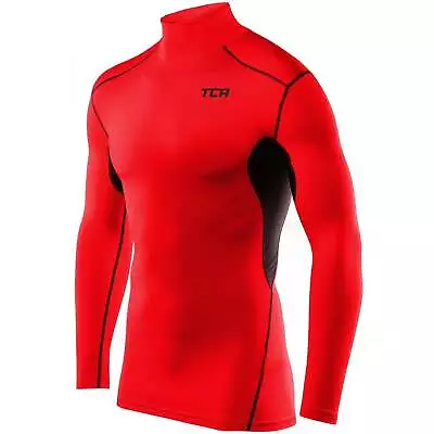 TCA HyperFusion Thermal Mock Neck Mens Long Sleeve Compression Top - Red • £11.49