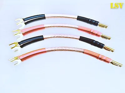 VAN DAMME Hi-Fi Series LC-OFC (4mm Diameter) SPEAKER JUMPER CABLES X4 (A Pair) • £18