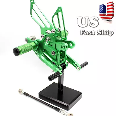 CNC Green For Ninja ZX6R ZX636 2009-2020 CNC Front Rearsets Footrests Footpegs • $130.57