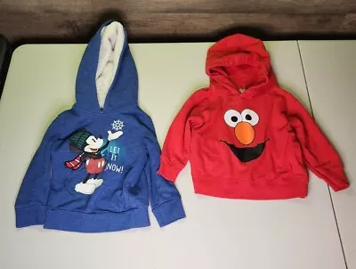 2t Toddler Hooded Sweatshirt Lot Of 2 Disney Mickey Mouse  Elmo Rabbit Skins • $22.99