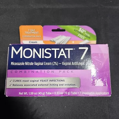 Monistat 7 Vaginal Antifungal Cream +7 Disposable Applicators 1.59oz 08/24 & UP • $8