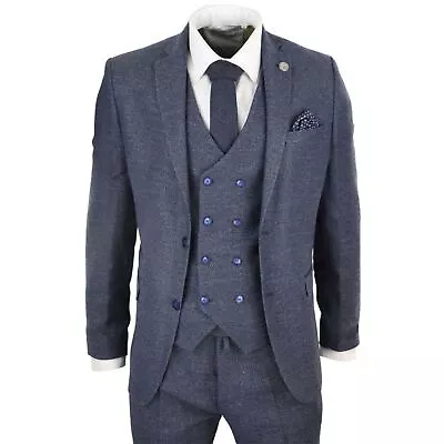 Mens Wool 3 Piece Suit Double Breasted Waistcoat Tweed  1920s • $178.09