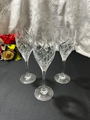 Set Of 3 Mikasa  English Garden  Swirl Cut Wine Goblets 8 1/8  • $36