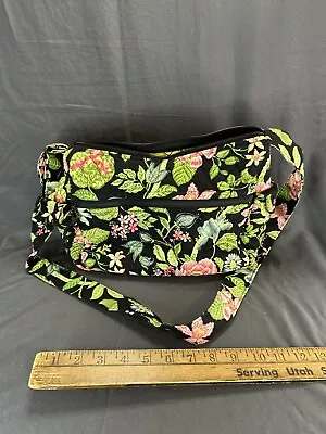 Vera Bradley Botanica Lindsey Purse Bag Black Green Floral • $16