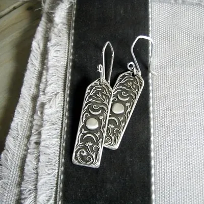 Gothic Vintage Silver Long Leaf Sun Moon Dangle Earrings Boho Women Jewelry Gift • $2.03