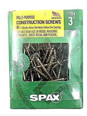 $12 • Buy SPAX #10 Construction Screws 3”  T-20 Drive Flat Head Yellow Zinc Coating FSTSHP