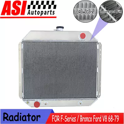 3 Row AA5052 Radiator For Ford F-Series F100 F250 F350 V8 Bronco Truck 1969-1979 • $239