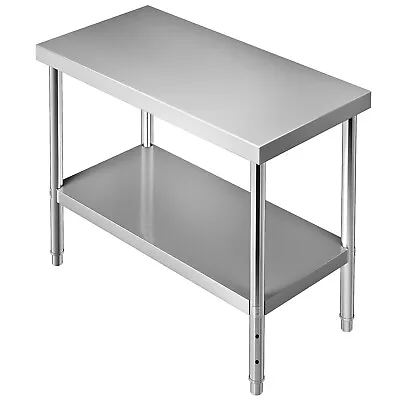 VEVOR Stainless Steel Work Prep Table Commercial Food Prep Table 48x18x34in • $98.99