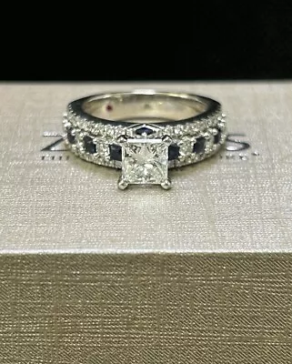 Authentic Vera Wang 14k White Gold Princess Cut Diamonds Sapphire Ring • $4499