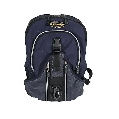 Vintage 90s Eddie Bauer Hiking Backpack Day Pack Nylon Navy Blue Mens Large • $29.99